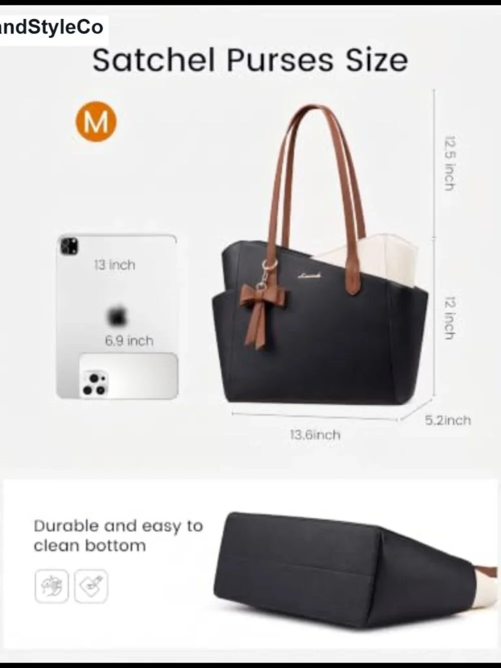 Structured PU Leather Satchel Tote Purse for Women, Fits 11